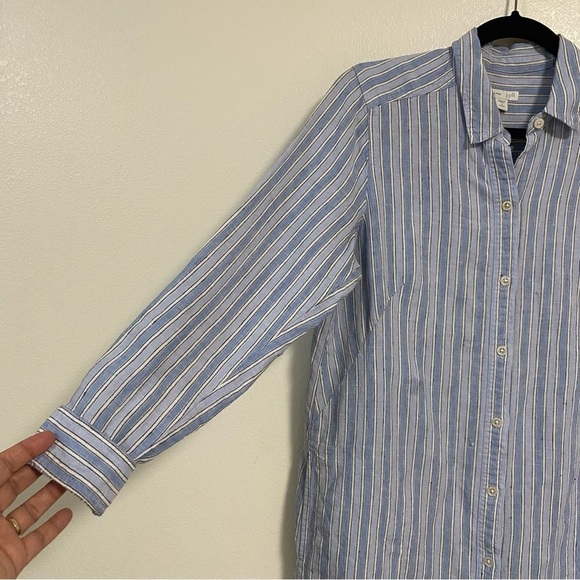 J. Jill Shirt Women’s Size Small Petite Striped linen Striped button up Dress - Picture 6 of 16